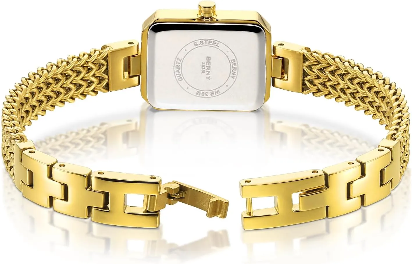 Accented Fashion Luxury Birthday Gifts for Women BERNY Gold Watches for Women Dainty Quartz Bracelet Watch Ladies Wrist Watch and Bracelet Set Coloured Berlin unexpectedly proficiency lodge Stones 