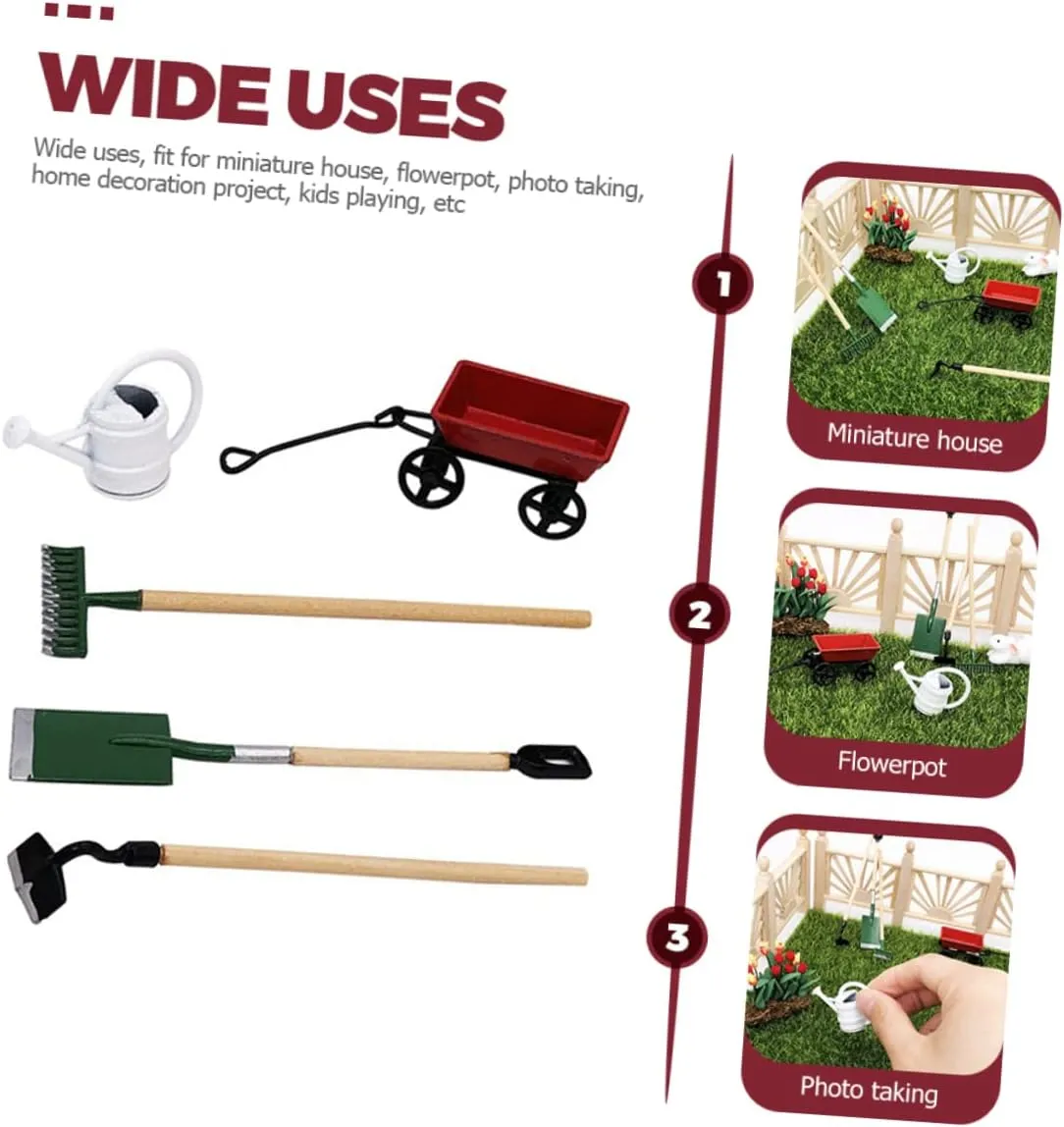 Accessories for Micro Garden Decor oystercatcher tread with Materials Creative for Imagination Hands Skills BESPORTBLE 3 Sets Mini House Gardening Tool Dollhouse Garden Decor 