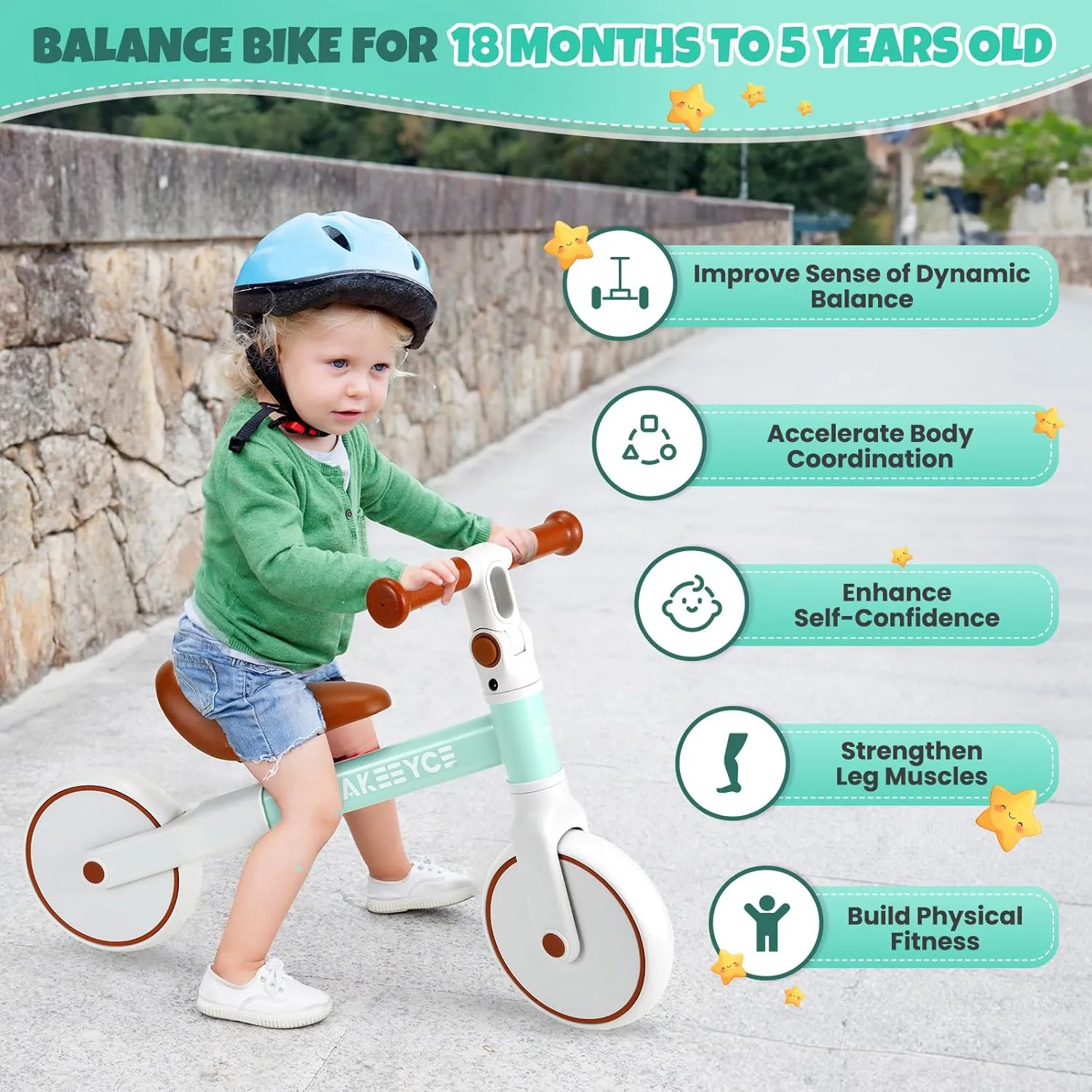 Adjustable Seat & kinetic Handlebar, No-Pedal Training Bike, Pre-School First Riding on Toys, Best Birthday Gifts for Kids Toddler Balance Bike Toys for 2 Year Old Boys Girls, Baby Balance Bike with 