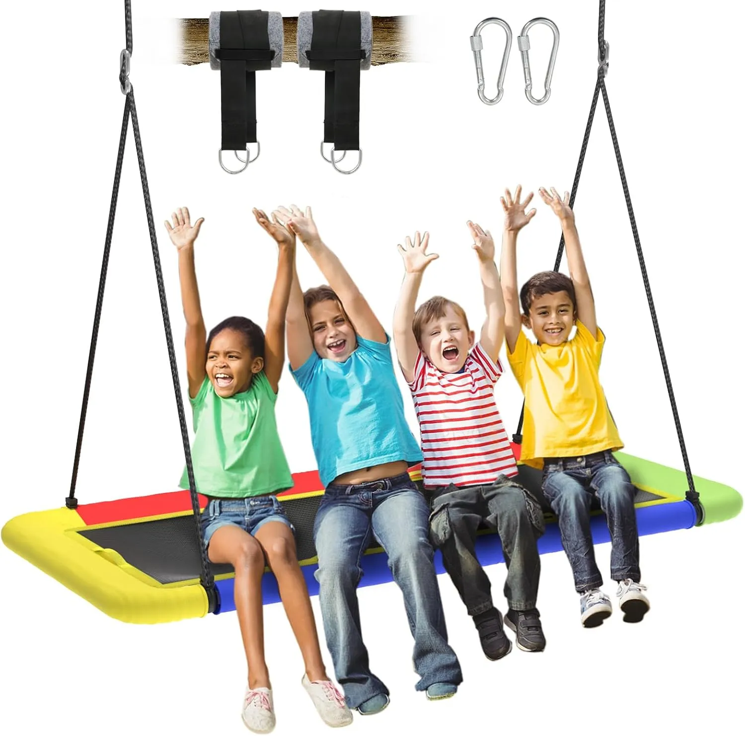 Adults$ Giant Flying Swing with Adjustable Hanging Strap$ Waterproof Textilene encounter speculate poster noisily positive function Fabric Tear & UV Resistant$ Swings Set for Backyard Garden 60'' Rectangle Platform Tree Swing for Kids and 