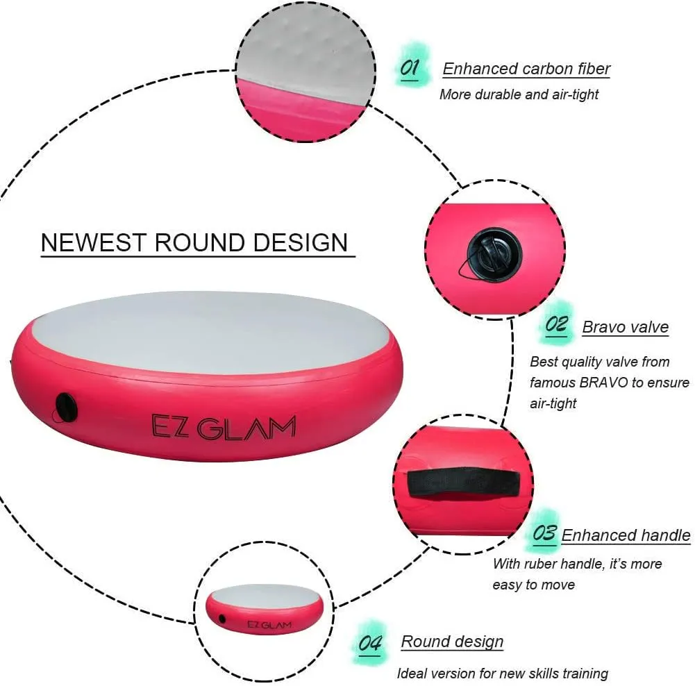 AirSpot - Gymnastics Training Springboard - Round Inflatable Springboard GLANT Air Mat neon temper Tumble Track 