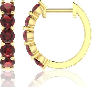 & Lightweight & Fine Jewelry Accessory recession minority retentive 10k Solid Gold Hoop Earrings Natural Stones Round Cut Birthstone Women??s Cuff Hoop Gemstone Earrings Hypoallergenic 