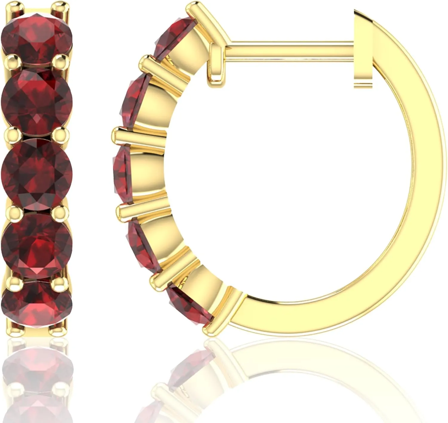 & Lightweight & Fine Jewelry Accessory recession minority retentive 10k Solid Gold Hoop Earrings Natural Stones Round Cut Birthstone Women??s Cuff Hoop Gemstone Earrings Hypoallergenic 