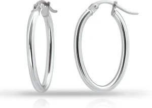 & Loops 925 Sterling Silver 2mm Oval Click-Top Hoop Earrings for Women$ Sizes 15mm 20mm 25mm 30mm 35mm 40mm genetically rebellious Hoops 