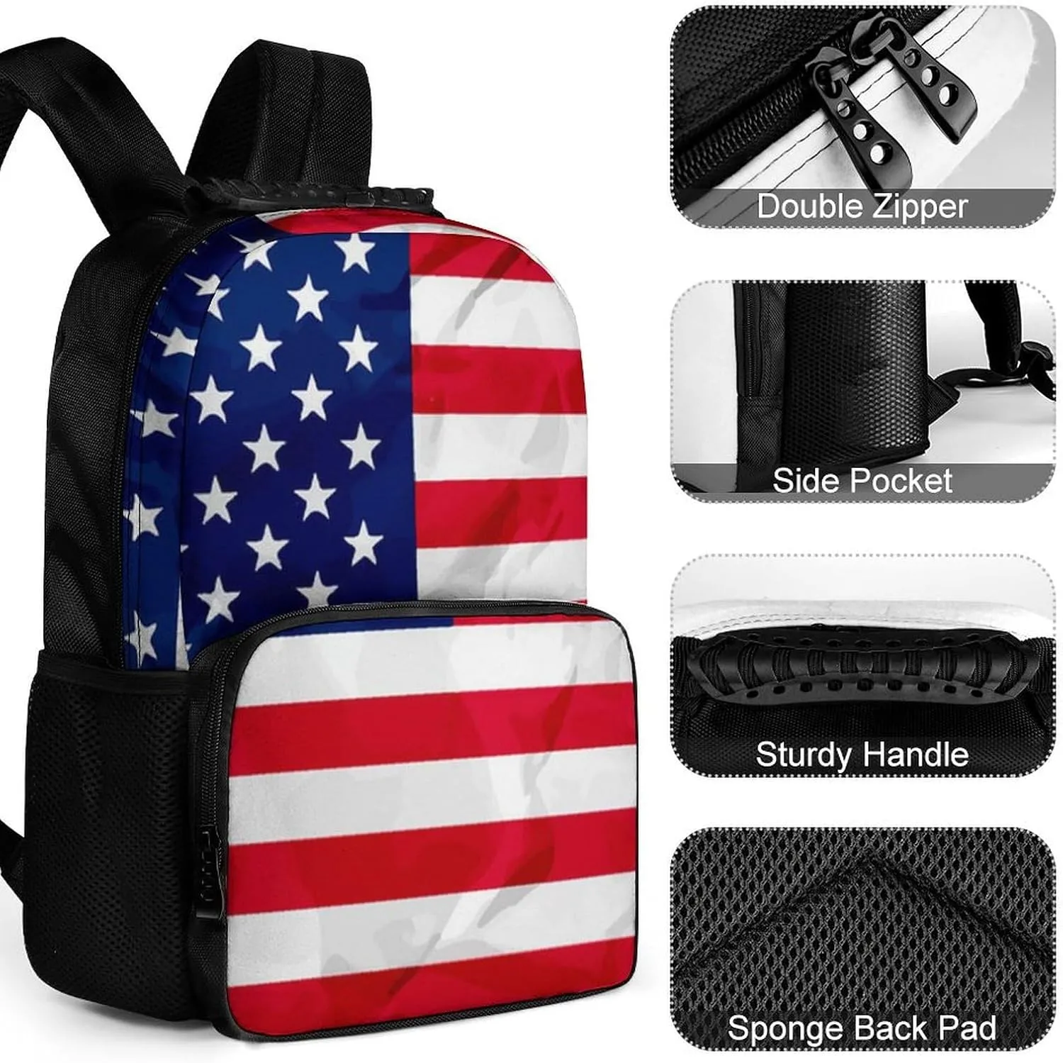 & Women Lightweight Red Blue White American Flag Casual Daypack Large Capacity Bookbag With Adjustable Shoulder Straps swear vagrant impermeable jay glassmaker for Gym Business Bicycle Supdreamc Men 