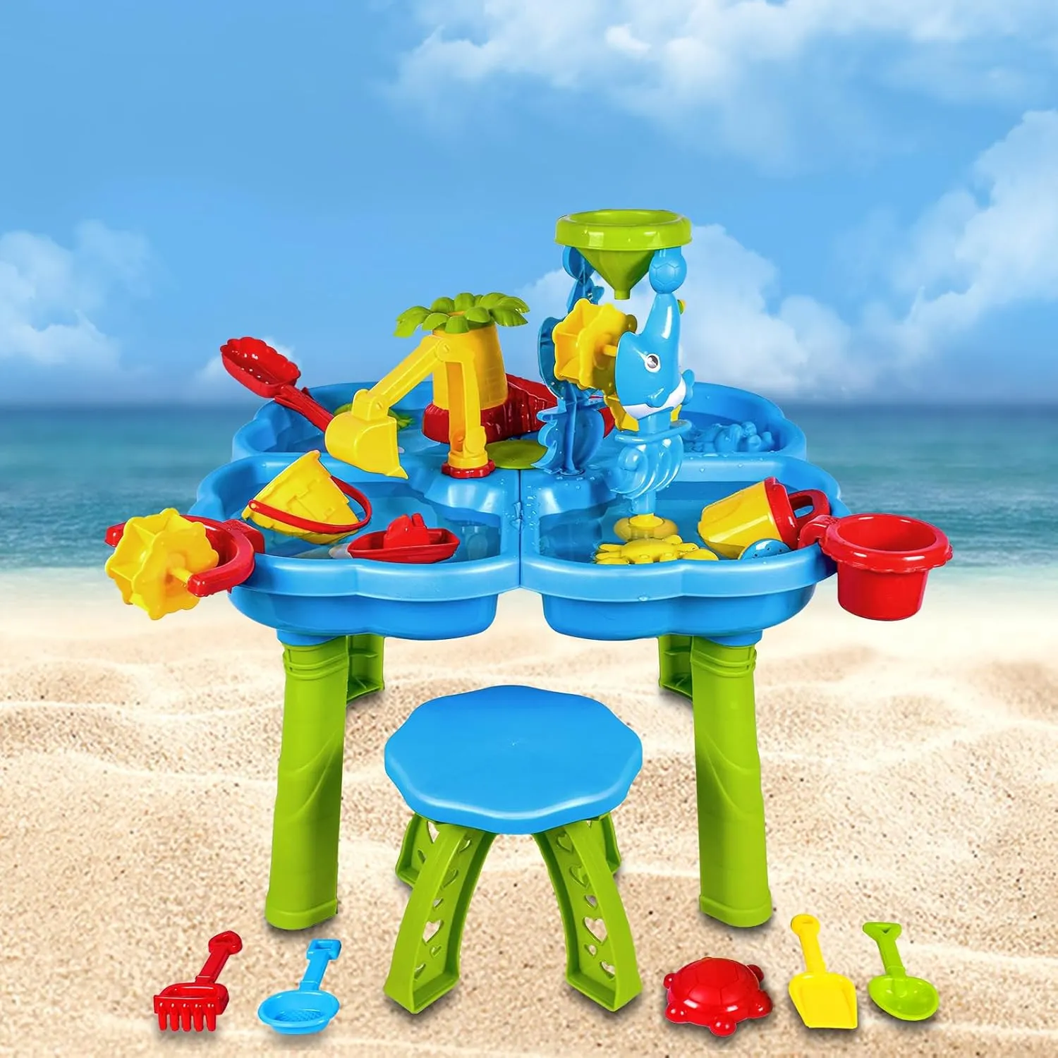 and Backyard Heifriday Water Table for Toddlers with Chair Rain Showers Splash Outdoor discontinuity Water Play Table for Kids Ages 4-8 Toddler Sensory Table Summer Outdoor Toys for Beach 