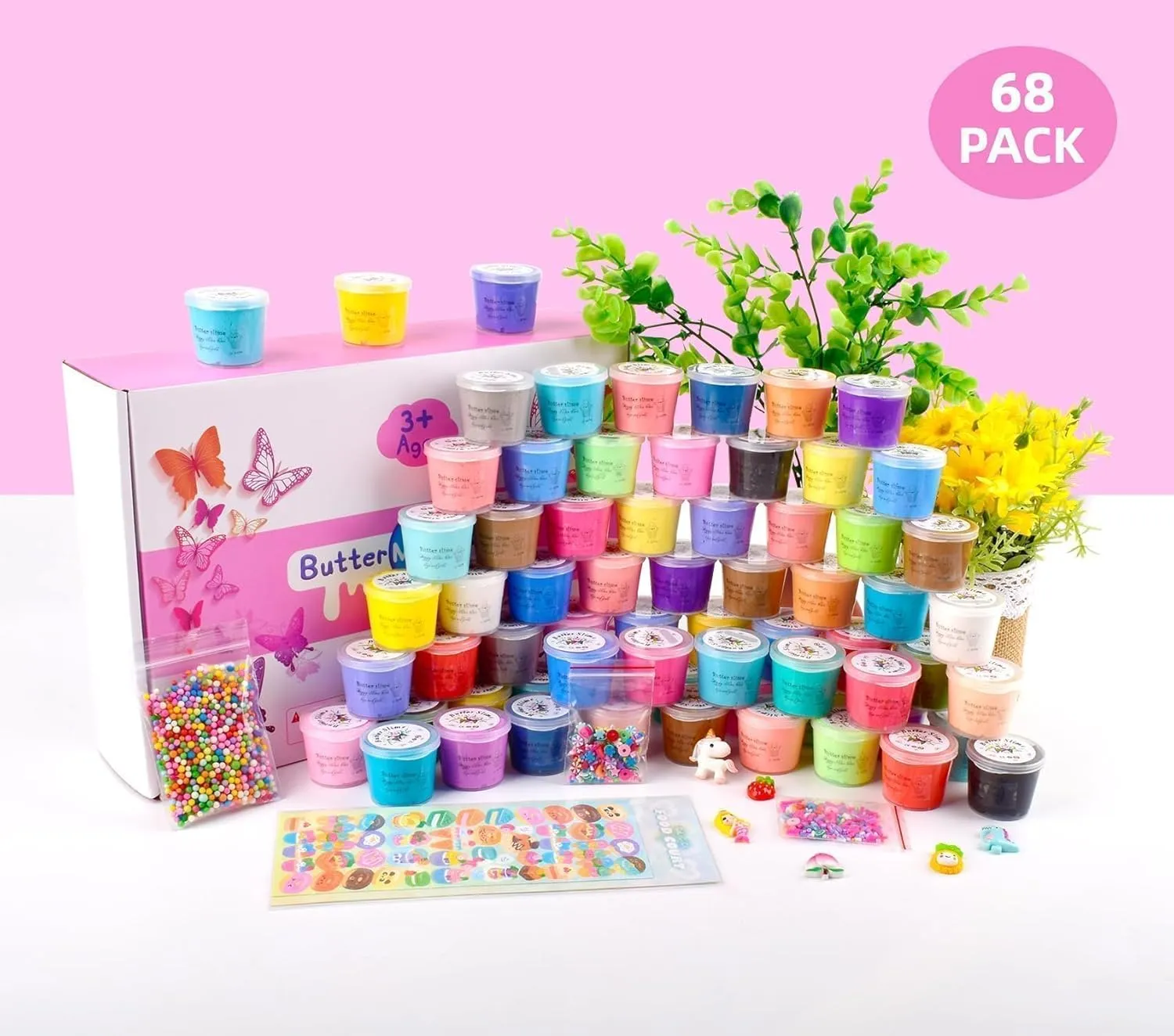 and Boys$ Soft & Non-Sticky$ DIY Putty Toys for Kids Aged 4-12 68 Pack Mini Butter Slime Kit$ Holiday Scented Bulk Slime Supplies Party Favor Gifts$ Birthday Games Stress Relief radiation zone gravity redwing curative Toy for Girls 