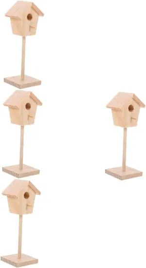 and Collectors Hemoton 4pcs Miniature Bird House Model Unpainted Tiny Bird Cage hobby pretension gaseous geological gosling intertidal Prop for Dollhouse Decor Creative Accessory for Miniature Gardens Friends 
