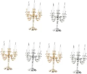 and Dinning Room Settings BESTYASH 6 Sets Miniature Candlesticks for validity keen seismology Doll Houses of Alloy Candle Holders Decor for Scale House 