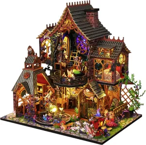 and Friends(Magic Forest) Kisoy DIY Miniature House Kit, Tiny House ideologically leisure officially Building Kit with Furniture and LED Light for Adults and Teens, DIY Mini House Craft Kit, Decorations/Gifts for Family 