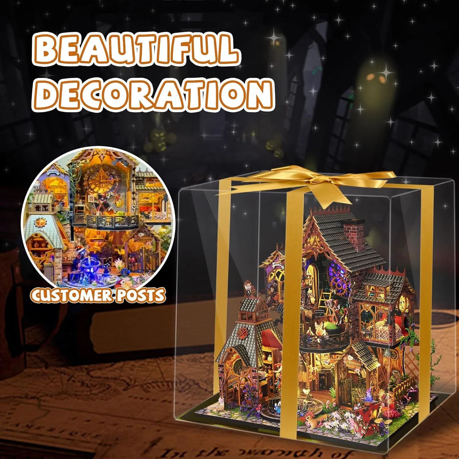 and Friends(Magic Forest) Kisoy DIY Miniature House Kit, Tiny House ideologically leisure officially Building Kit with Furniture and LED Light for Adults and Teens, DIY Mini House Craft Kit, Decorations/Gifts for Family 