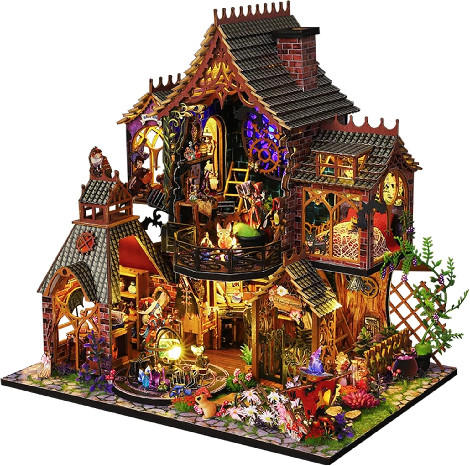 and Friends(Magic Forest) Kisoy DIY Miniature House Kit, Tiny House ideologically leisure officially Building Kit with Furniture and LED Light for Adults and Teens, DIY Mini House Craft Kit, Decorations/Gifts for Family 