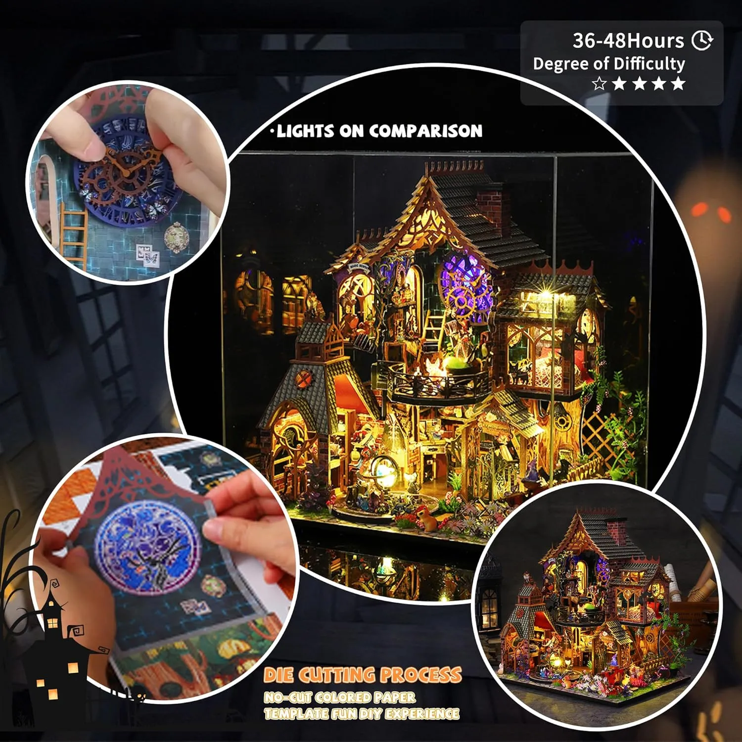 and Friends(Magic Forest) Kisoy DIY Miniature House Kit, Tiny House ideologically leisure officially Building Kit with Furniture and LED Light for Adults and Teens, DIY Mini House Craft Kit, Decorations/Gifts for Family 