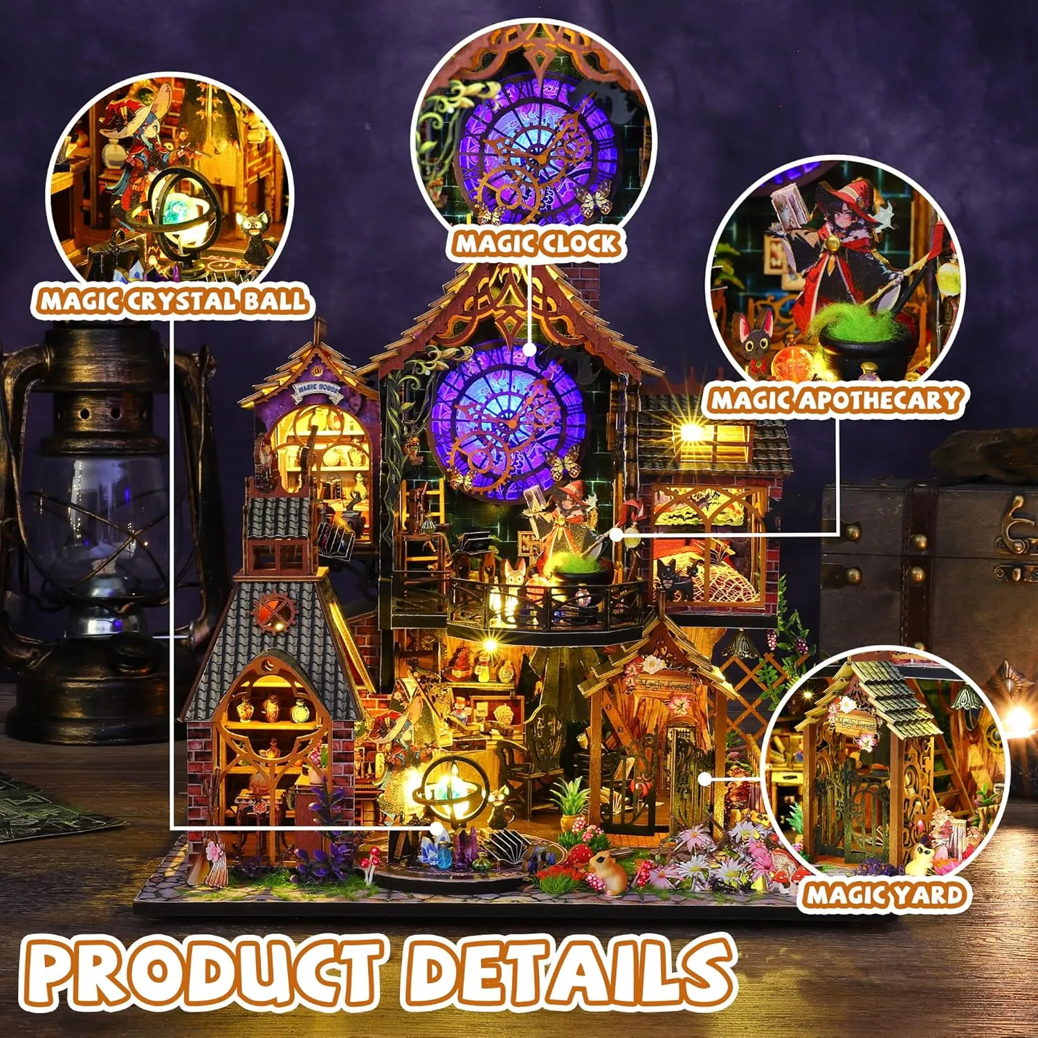 and Friends(Magic Forest) Kisoy DIY Miniature House Kit, Tiny House ideologically leisure officially Building Kit with Furniture and LED Light for Adults and Teens, DIY Mini House Craft Kit, Decorations/Gifts for Family 