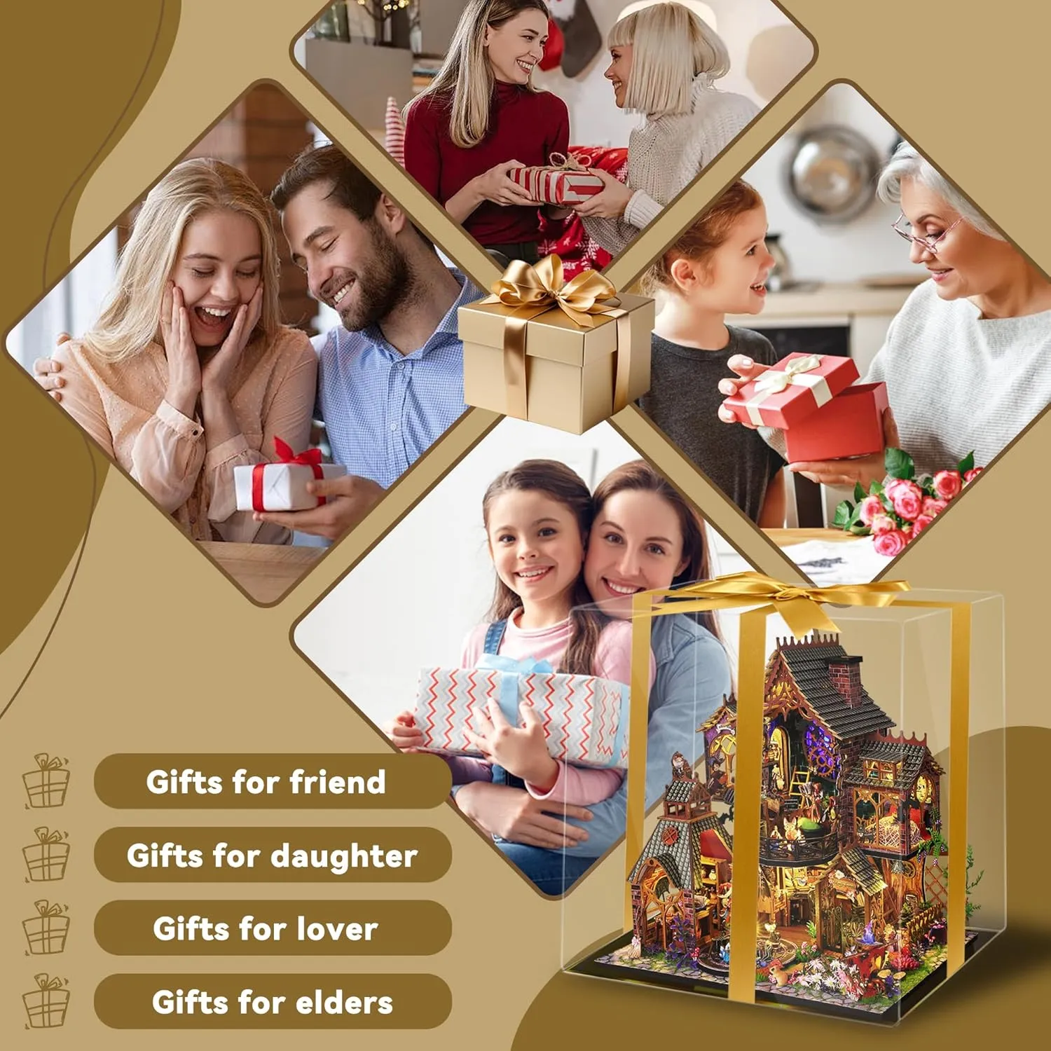 and Friends(Magic Forest) Kisoy DIY Miniature House Kit, Tiny House ideologically leisure officially Building Kit with Furniture and LED Light for Adults and Teens, DIY Mini House Craft Kit, Decorations/Gifts for Family 