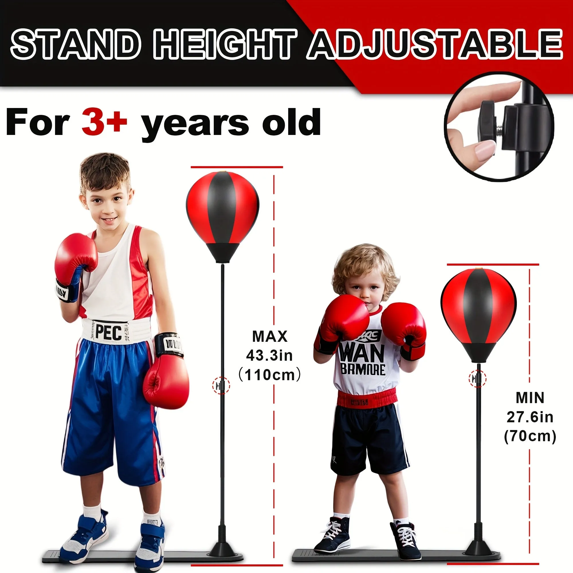 And Gift Free Toys, Boxing Children'S Easter Birthday Toys, Invitation-only deal Height Limited-stock sale Educational Boxing Exercise Fitness Kid, Sandbag, Adjustable Boxing Toys, Toys, Toys Gift Practice Pump, Gloves Children'S