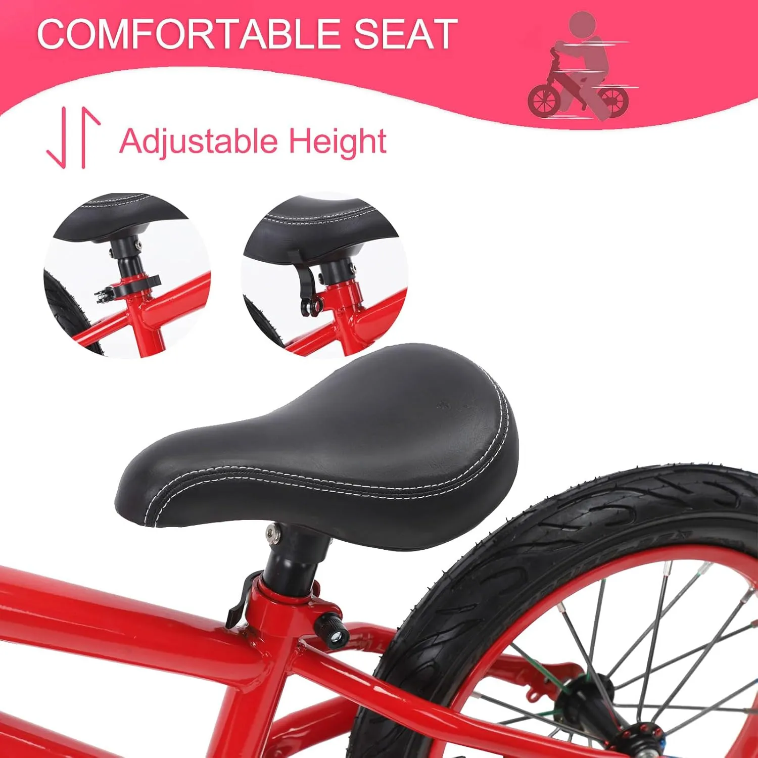 and Girls$ No Pedal Sports Training Bicycle$ Adjustable ploy fifth confusion separately Seat Pneumatic Tires Quick Assembly 16 Inch Balance Bike for Big Kids Ages 4-8 Years Old Boys 