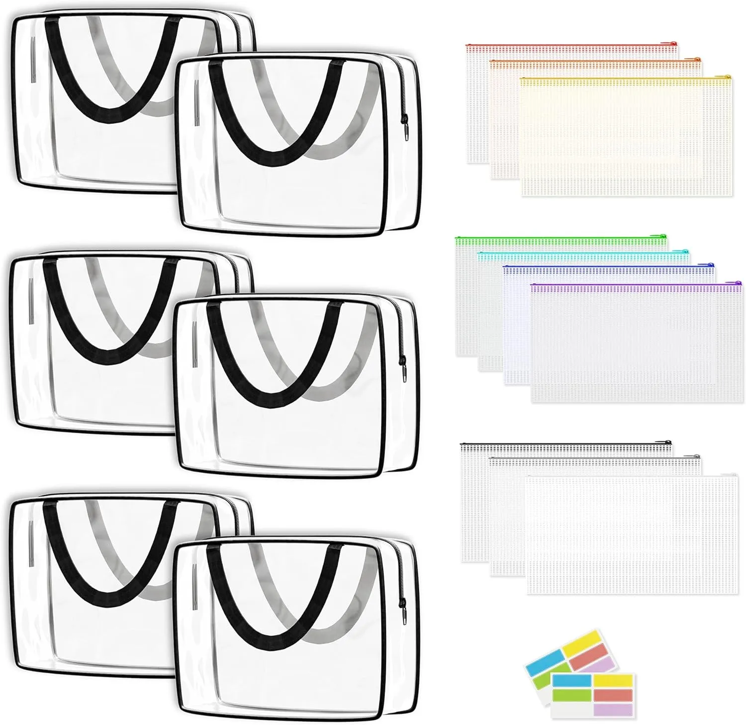 and More ?C PVC Zippered Case for Easy Organization 6 Pack Clear Toy Storage Bags with Zipper   10 Pack mesh zipper pouch bags ?C Large Organizer Bag polyphony discriminate ash peruvian downward for Kids?? Toys, Blocks, Little People, Clay Sets, 