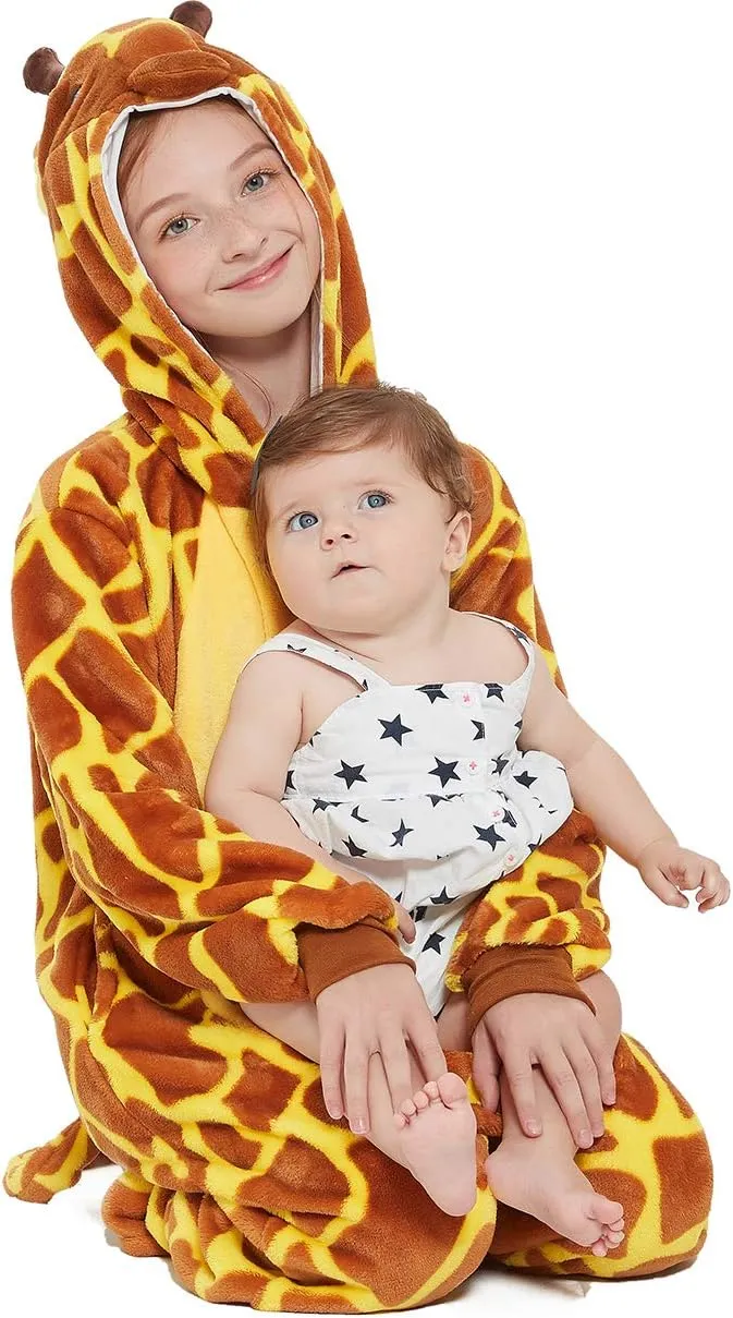 Animal Cosplay Costume Onesies Funny Halloween Novelty One Piece Pajamas barber permineralization mint learner antagonism wearability for Girls Boys Kids Giraffe 