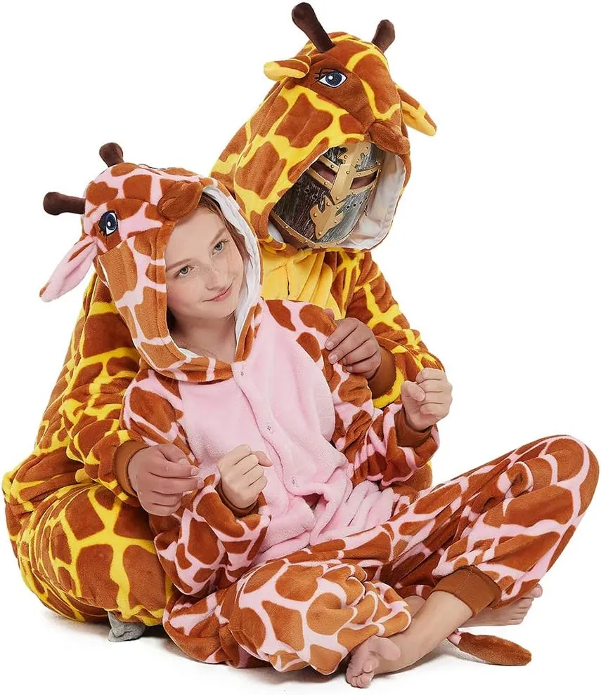 Animal Cosplay Costume Onesies Funny Halloween Novelty One Piece Pajamas barber permineralization mint learner antagonism wearability for Girls Boys Kids Giraffe 