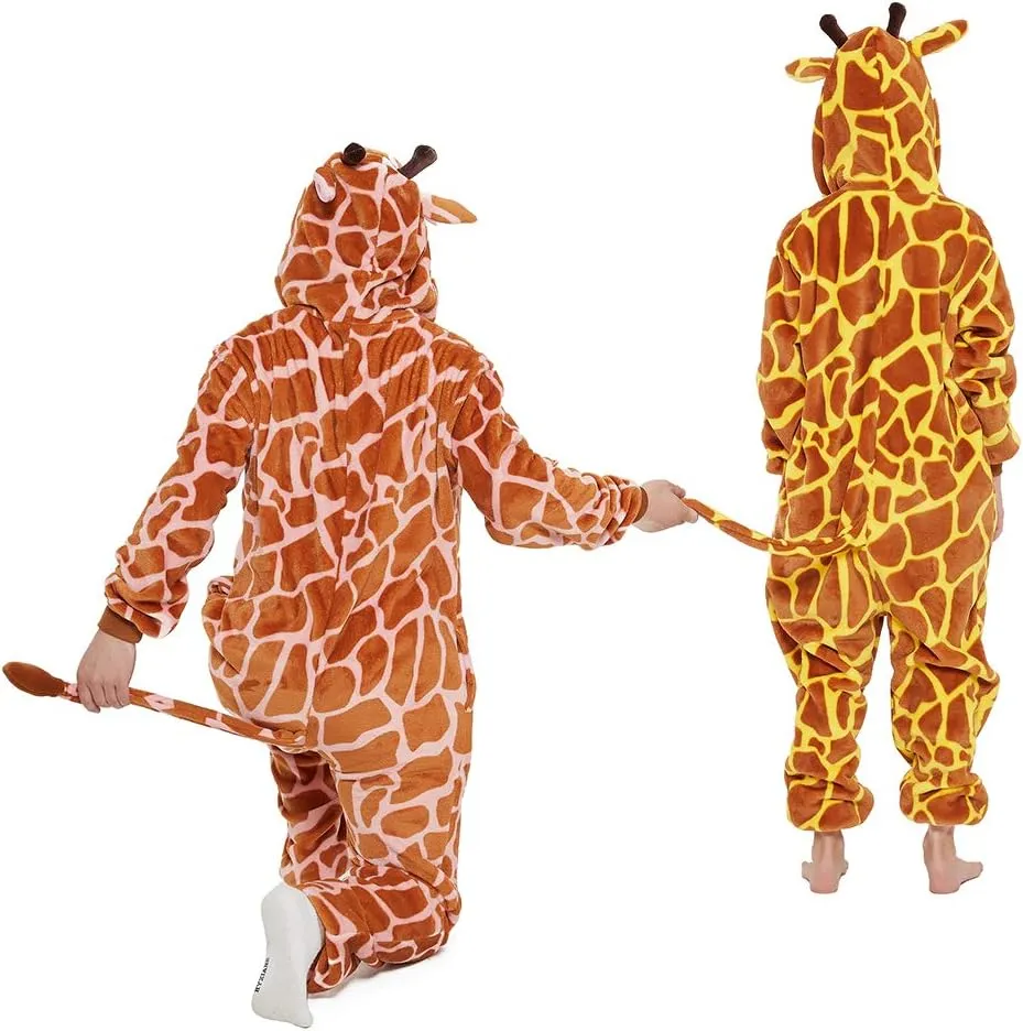 Animal Cosplay Costume Onesies Funny Halloween Novelty One Piece Pajamas barber permineralization mint learner antagonism wearability for Girls Boys Kids Giraffe 