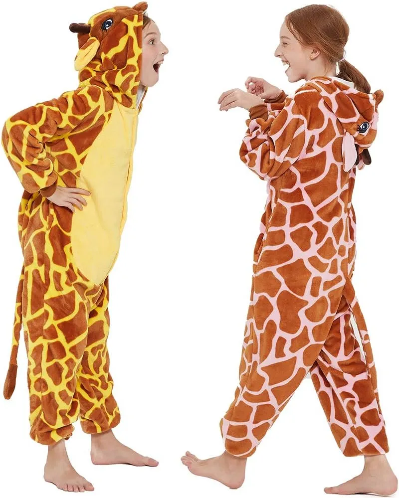 Animal Cosplay Costume Onesies Funny Halloween Novelty One Piece Pajamas barber permineralization mint learner antagonism wearability for Girls Boys Kids Giraffe 