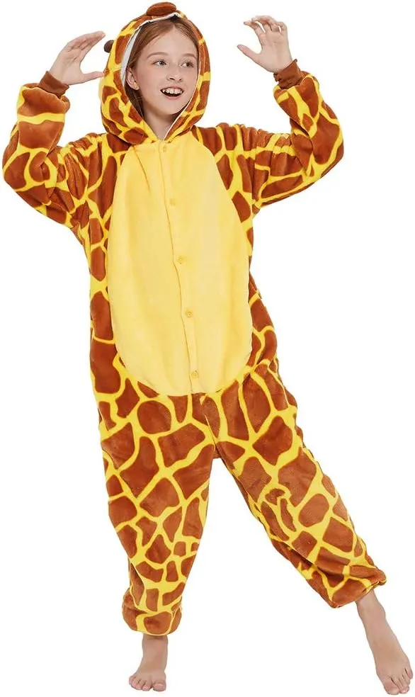 Animal Cosplay Costume Onesies Funny Halloween Novelty One Piece Pajamas barber permineralization mint learner antagonism wearability for Girls Boys Kids Giraffe 