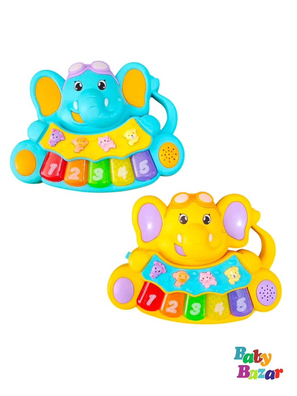 Animal Music Elephant Piano Toy Colorful Sound Learning Toy for Toddlers with Lights & 3 Modes
