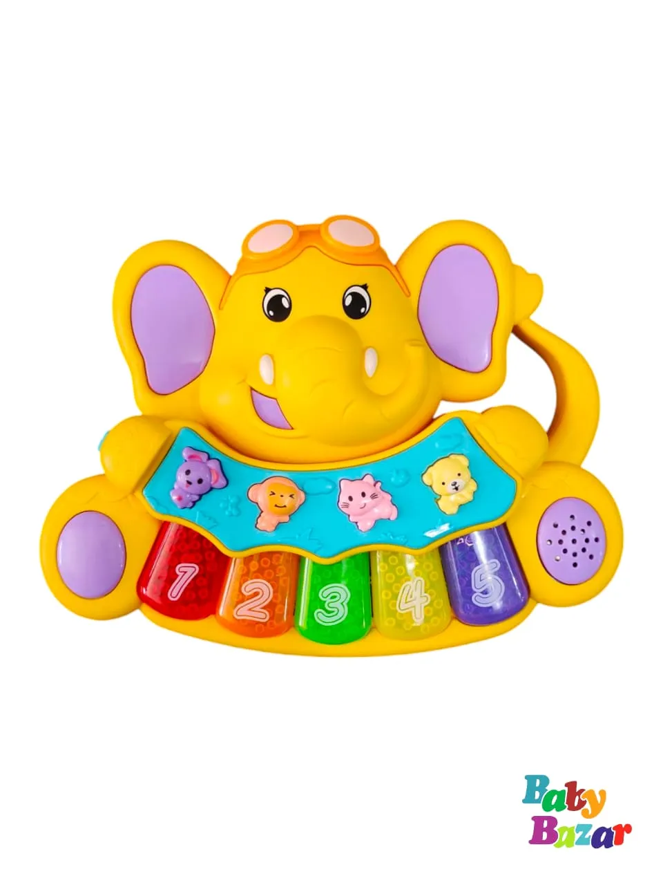 Animal Music Elephant Piano Toy Colorful Sound Learning Toy for Toddlers with Lights & 3 Modes