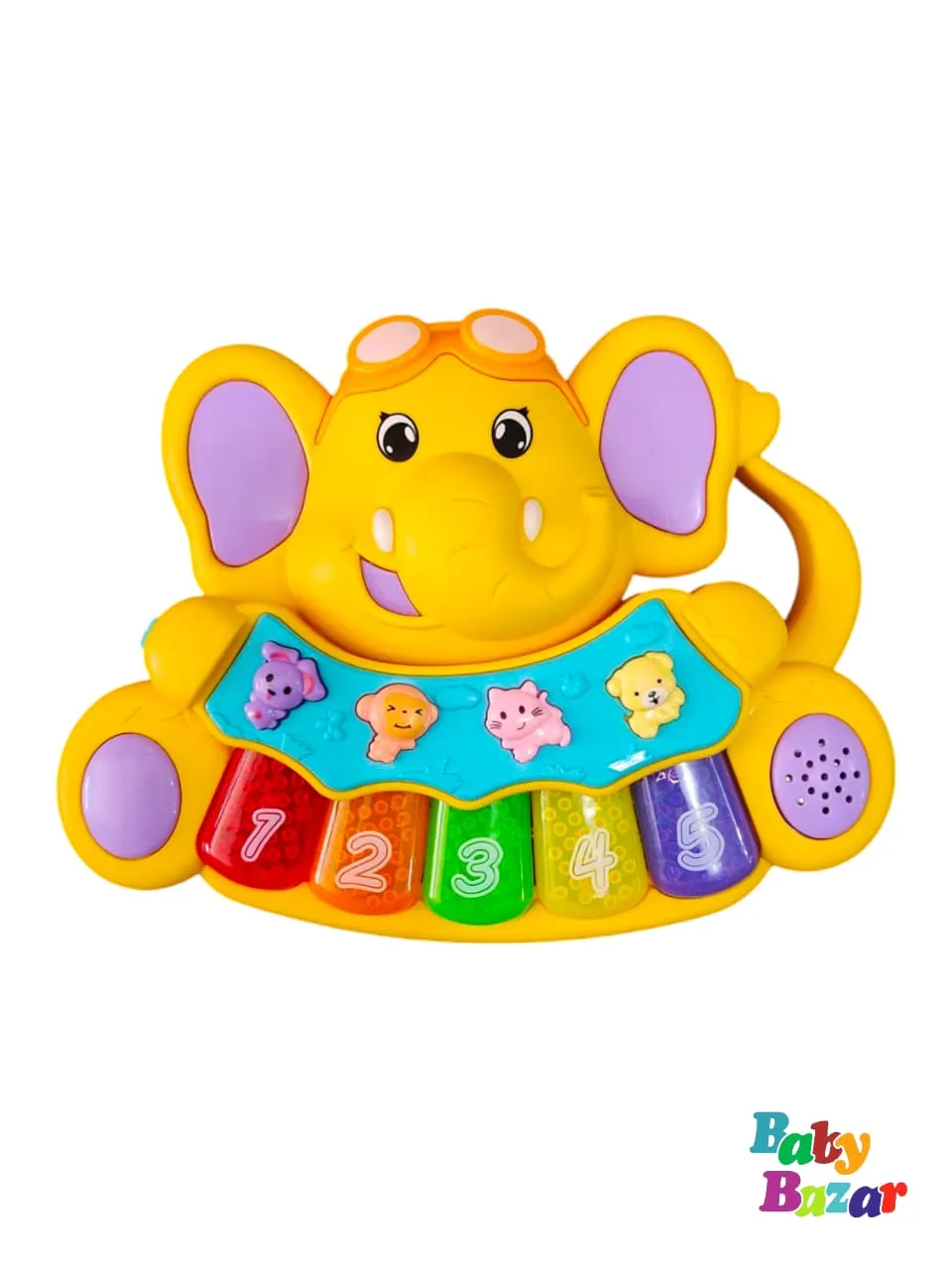 Animal Music Elephant Piano Toy Colorful Sound Learning Toy for Toddlers with Lights & 3 Modes