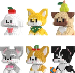 Animals Buildling Model Kits Mini Bricks Alaska Dog Series Toys for Adult or Kids Preferred Party Gifts Dog Micro Mini Blocks Set 6 Pack 