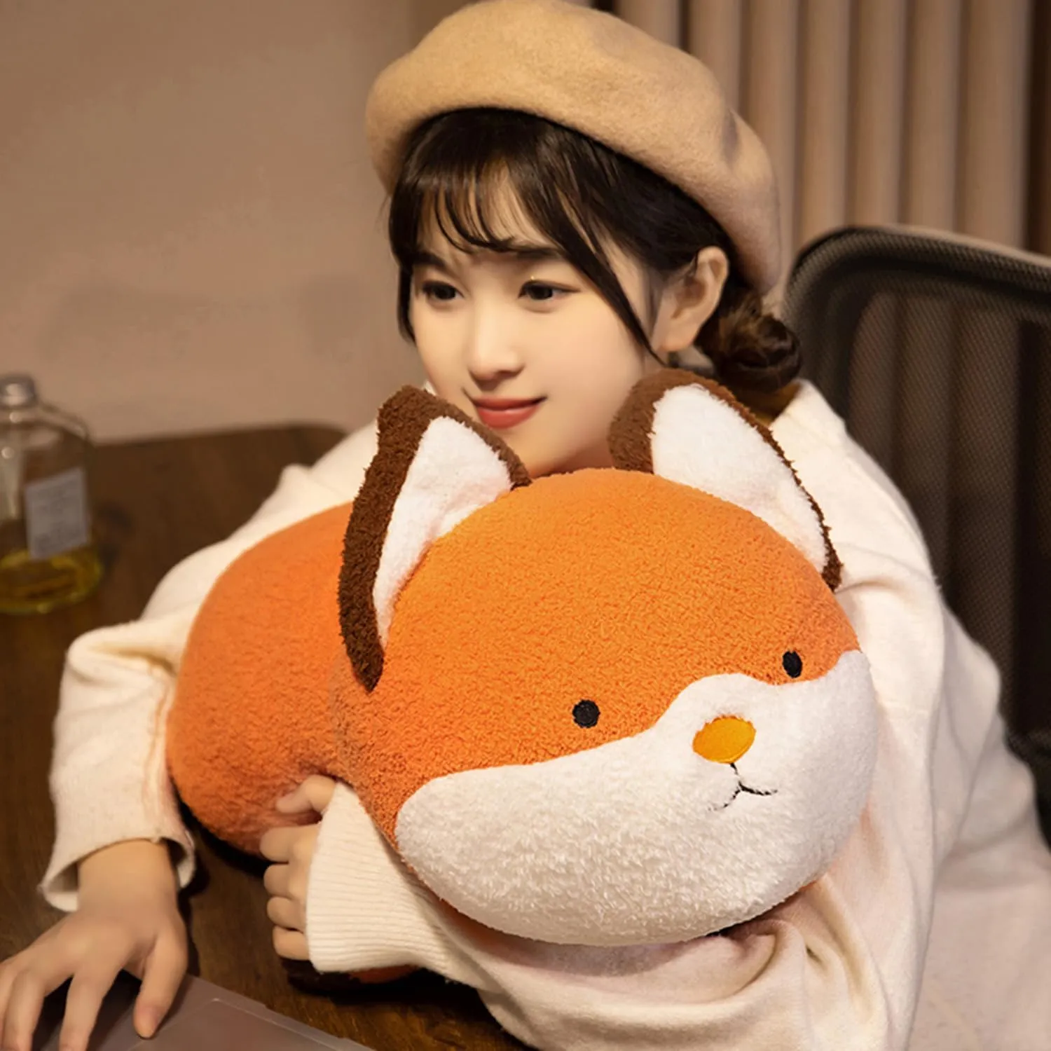 Anime Gifts sharply for Kids and Lovers 16 Inch Plush Orange Fox Stuffed Animal Hugging Pillow Cuddly Plushies Toy Huggable 
