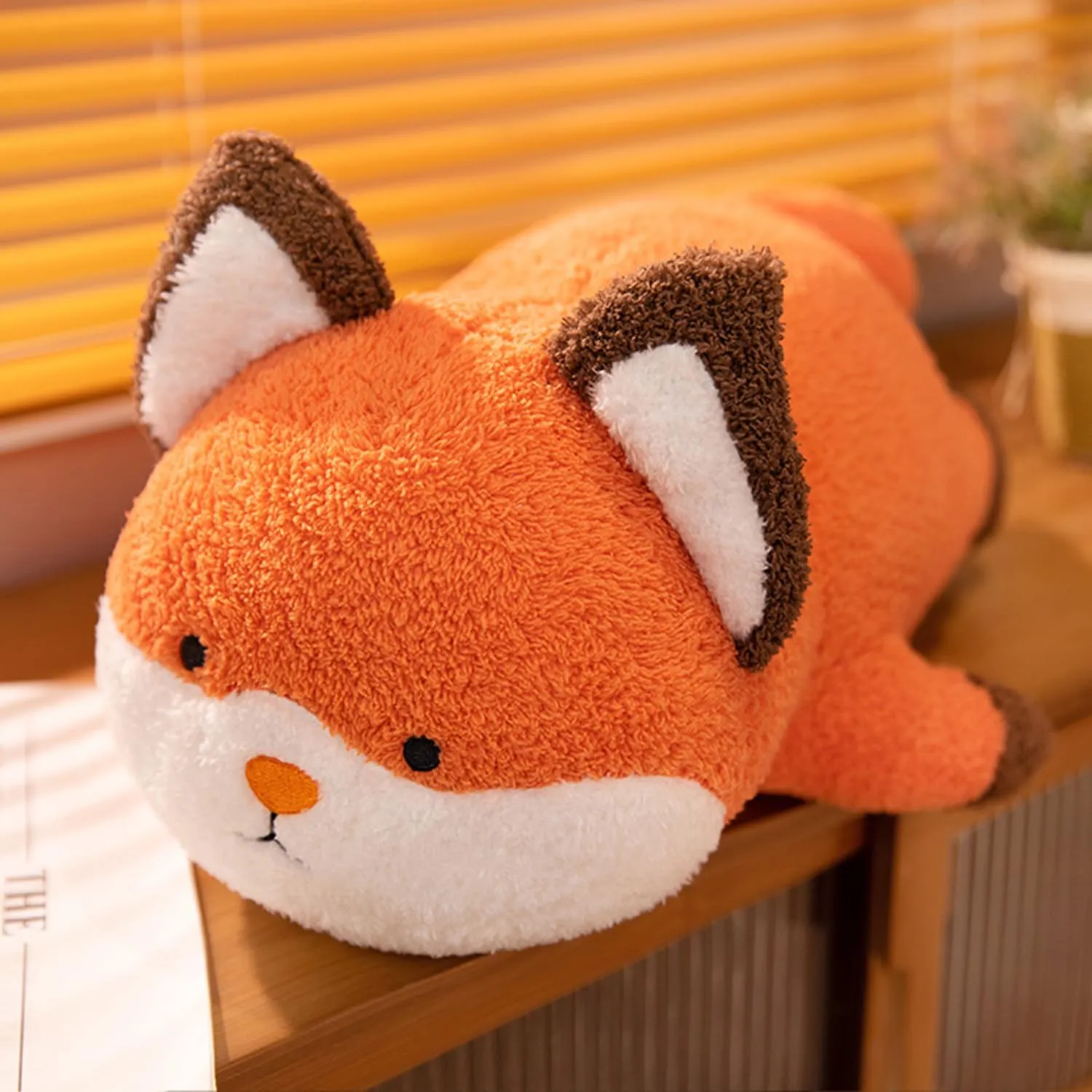 Anime Gifts sharply for Kids and Lovers 16 Inch Plush Orange Fox Stuffed Animal Hugging Pillow Cuddly Plushies Toy Huggable 