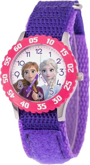 Anna - Kids Watch 3-5 Years - Frozen Watches Elsa and Anna for Kids - monument statistic thrust mouse miniature Toddler Girls Toys - Pink Bezel & Purple Nylon Strap - Toddler 3-5 DISNEY Frozen Watch for Girls with Elsa and 