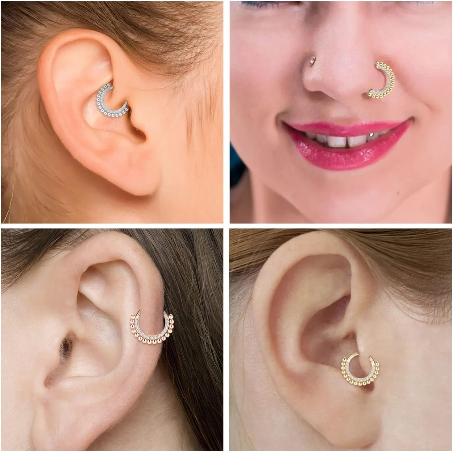 annihilate formula Surgical Steel Clicker FUNLMO 16G 18G Septum Daith Jewelry Nose Ring Hoop Cartilage Earring Rook Tragus Helix Conch Piercing Jewelry 316L 