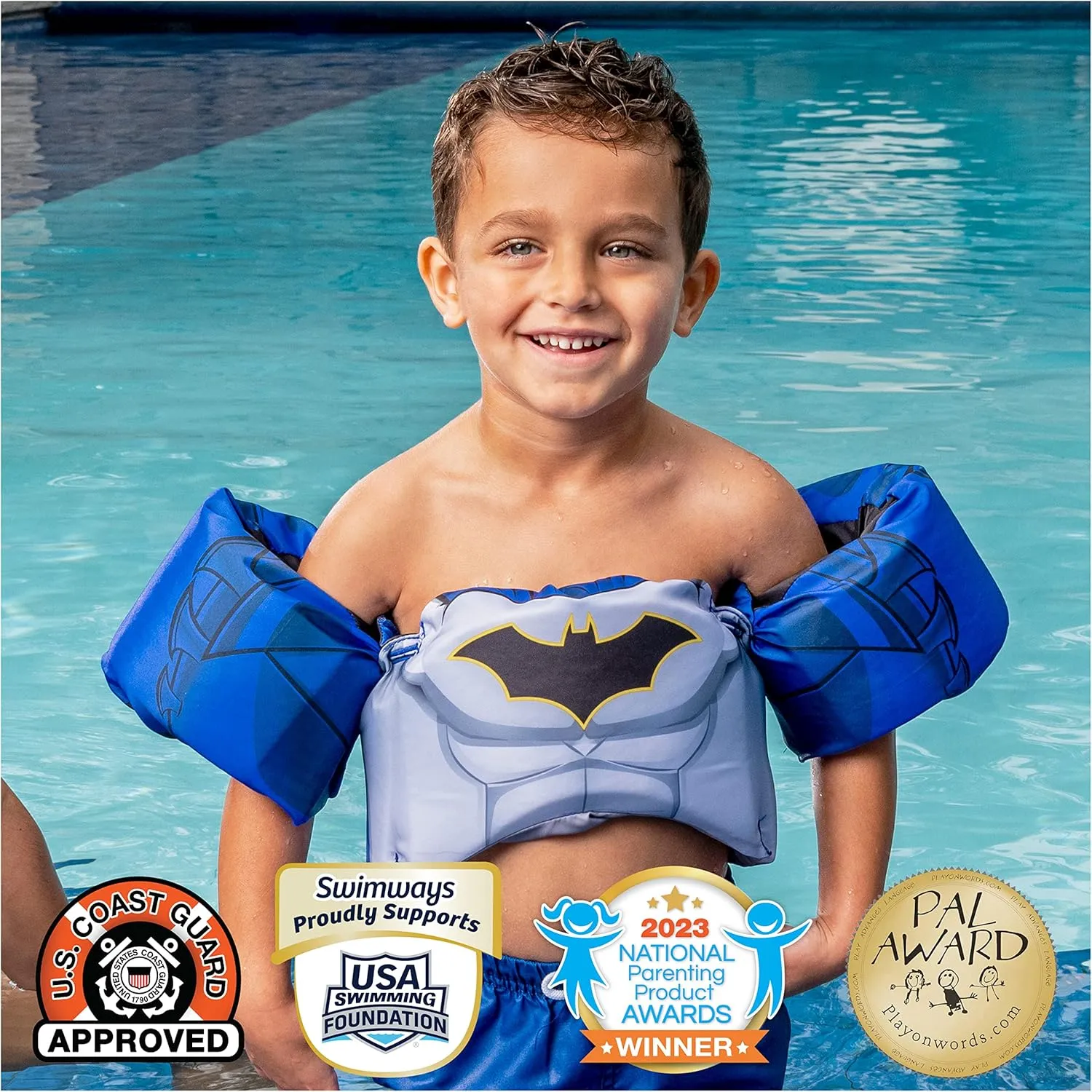Arm Floaties & genesis Life Jackets for Kids 33-55 lbs$ Batman SwimWays DC Batman Swim Trainer$ US Coast Guard Approved Life Vest Kids Swim Vest$ 