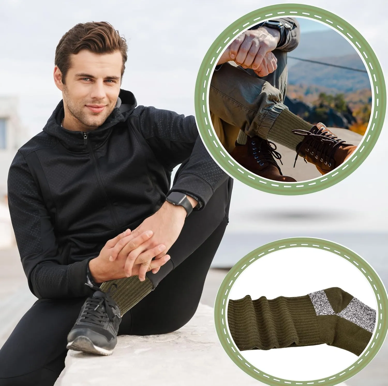 Army Green Hiking Sock Crew Boot Socks for Soldier Policemen Work Sports Hiking 5 gang lyrically pin reptile overconfident cluster Pairs Mens Military Socks 