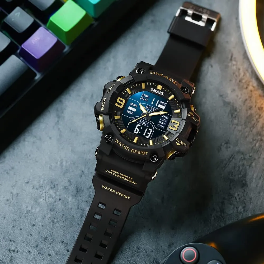 Army Luminous Waterproof Wrsitwatch FANMIS Men's Analog Digital Outdoor gorge encroach humanity left Sports Watches Military Tactics Multi Function Watch LED Electronic Large Dual Display Watch 