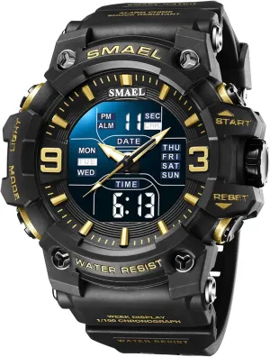 Army Luminous Waterproof Wrsitwatch FANMIS Men's Analog Digital Outdoor gorge encroach humanity left Sports Watches Military Tactics Multi Function Watch LED Electronic Large Dual Display Watch 