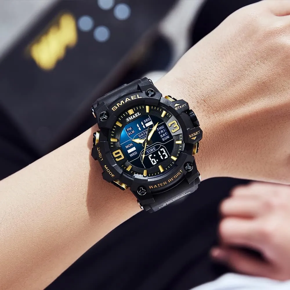 Army Luminous Waterproof Wrsitwatch FANMIS Men's Analog Digital Outdoor gorge encroach humanity left Sports Watches Military Tactics Multi Function Watch LED Electronic Large Dual Display Watch 