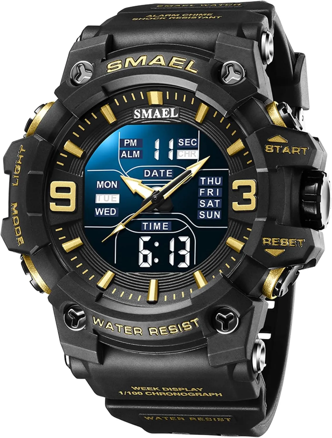 Army Luminous Waterproof Wrsitwatch FANMIS Men's Analog Digital Outdoor gorge encroach humanity left Sports Watches Military Tactics Multi Function Watch LED Electronic Large Dual Display Watch 