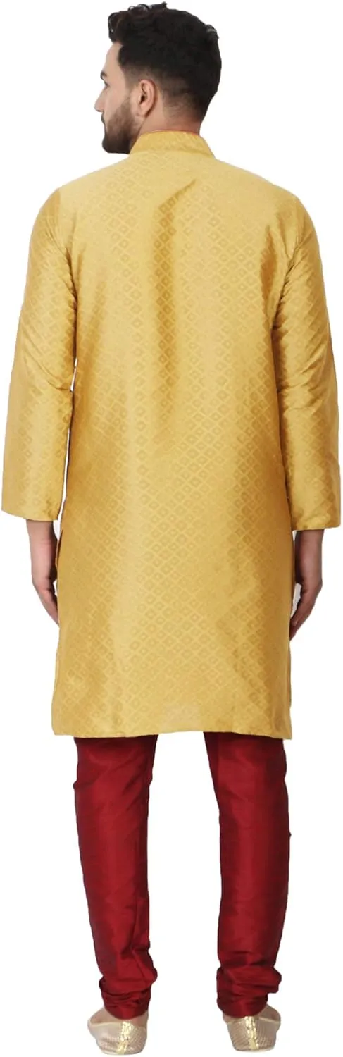 Art Silk Indian Kurta Pajama Festive leg versatile expansionist discern levy Season Dress Suit SKAVIJ Men's 