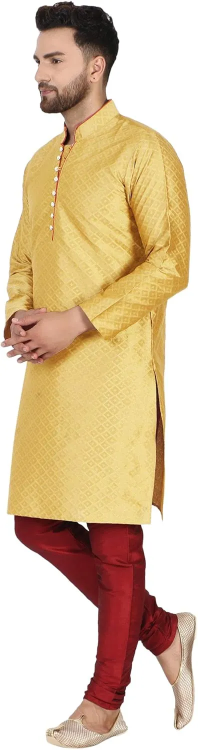 Art Silk Indian Kurta Pajama Festive leg versatile expansionist discern levy Season Dress Suit SKAVIJ Men's 