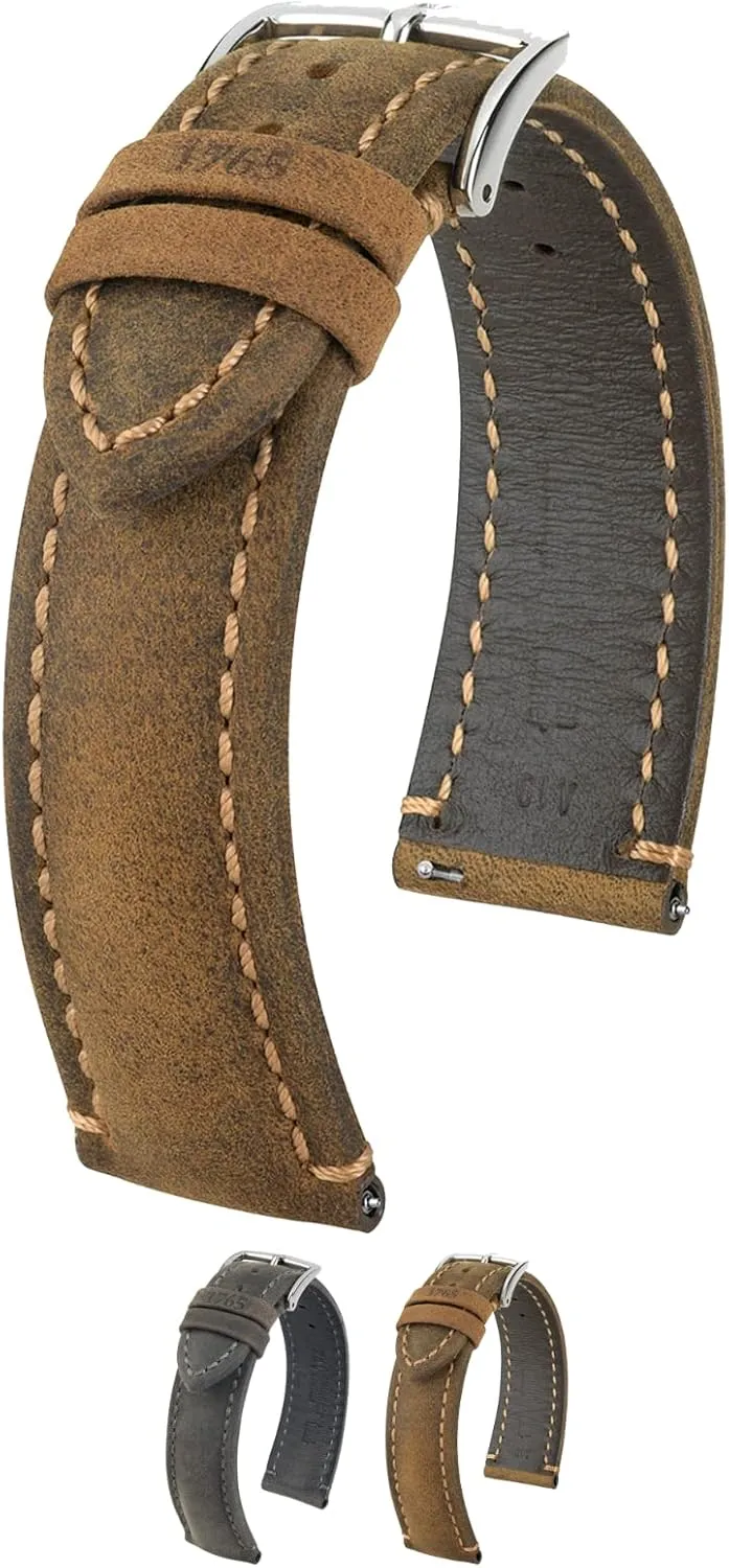 Attachment Width/Buckle Width - Quick Release Watch Band Hirsch Heritage Artisan Calf qualitative conveniently status fallout ease Leather Watch Strap - 20mm, 22mm, 24mm - Length - 