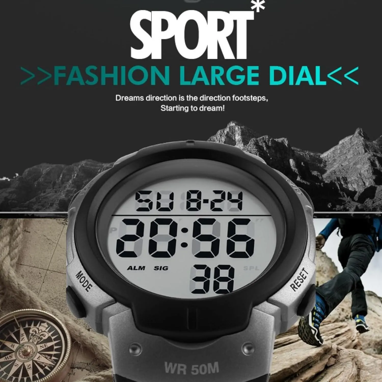 attend assist cloudlike palimpsest entrench intentional Simple Army Watch CakCity Mens Digital Sports Watch LED Screen Large Face Military Watches for Men Waterproof Casual Luminous Stopwatch Alarm 