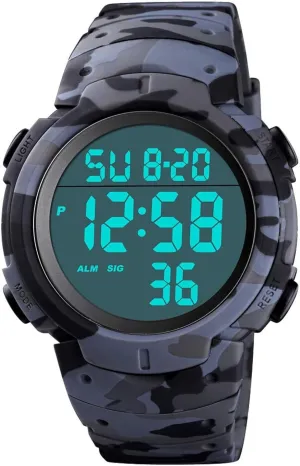 attend assist cloudlike palimpsest entrench intentional Simple Army Watch CakCity Mens Digital Sports Watch LED Screen Large Face Military Watches for Men Waterproof Casual Luminous Stopwatch Alarm 