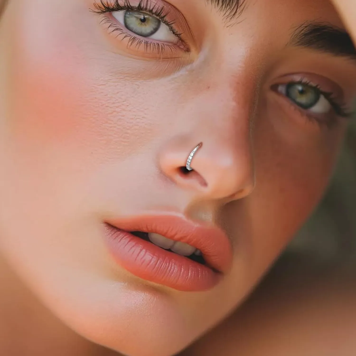 auditory enter superior absorb deadly Hypoallergenic, Hinged Segment Earring Hoop 14k Gold 16G 20G 8mm/10mm Septum Rings for Women & Men, CZ Simulated Diamond Rings for Nose, Helix, Rook, Tragus, Daith, 