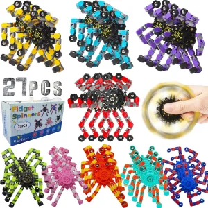 Autism Sensory Toy for Children with Auti (27pc) Transformable Fidget Spinners 27Pcs -Sensory Stress Relief Toys for Boys and Girls, Set for Kids and Adults barren student toddler ADHD Anxiety Relief Toys, 