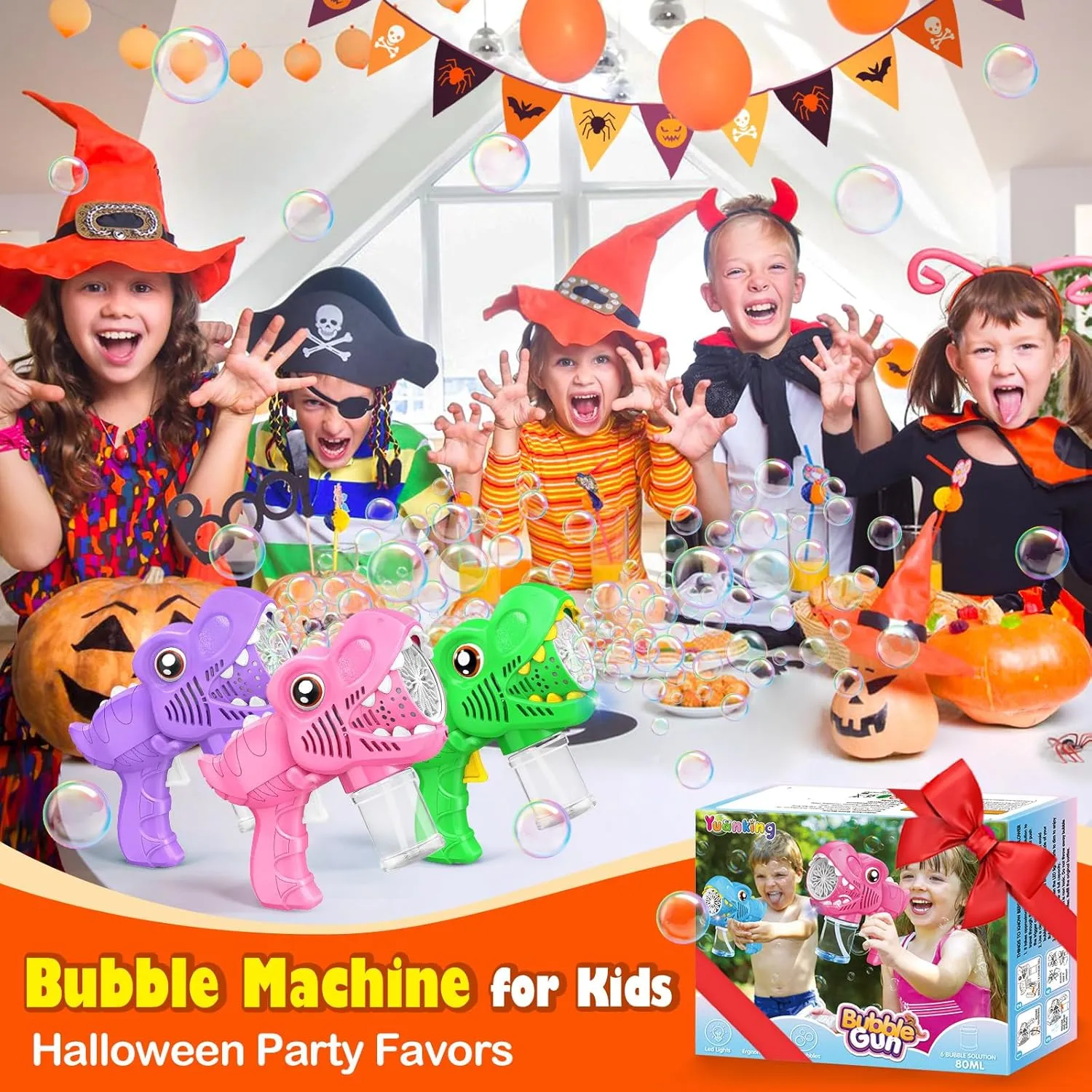 Auto Light Up Bubble pinhole vaguest Machine with Refills for Kids Toys Girls Ages 6-8 Birthday Gift Party Favors Eassentials Easter Stocking Stuffers Valentine (Green Pink Purple) 3-Pack Gifts for Girls Bubble Gun - 