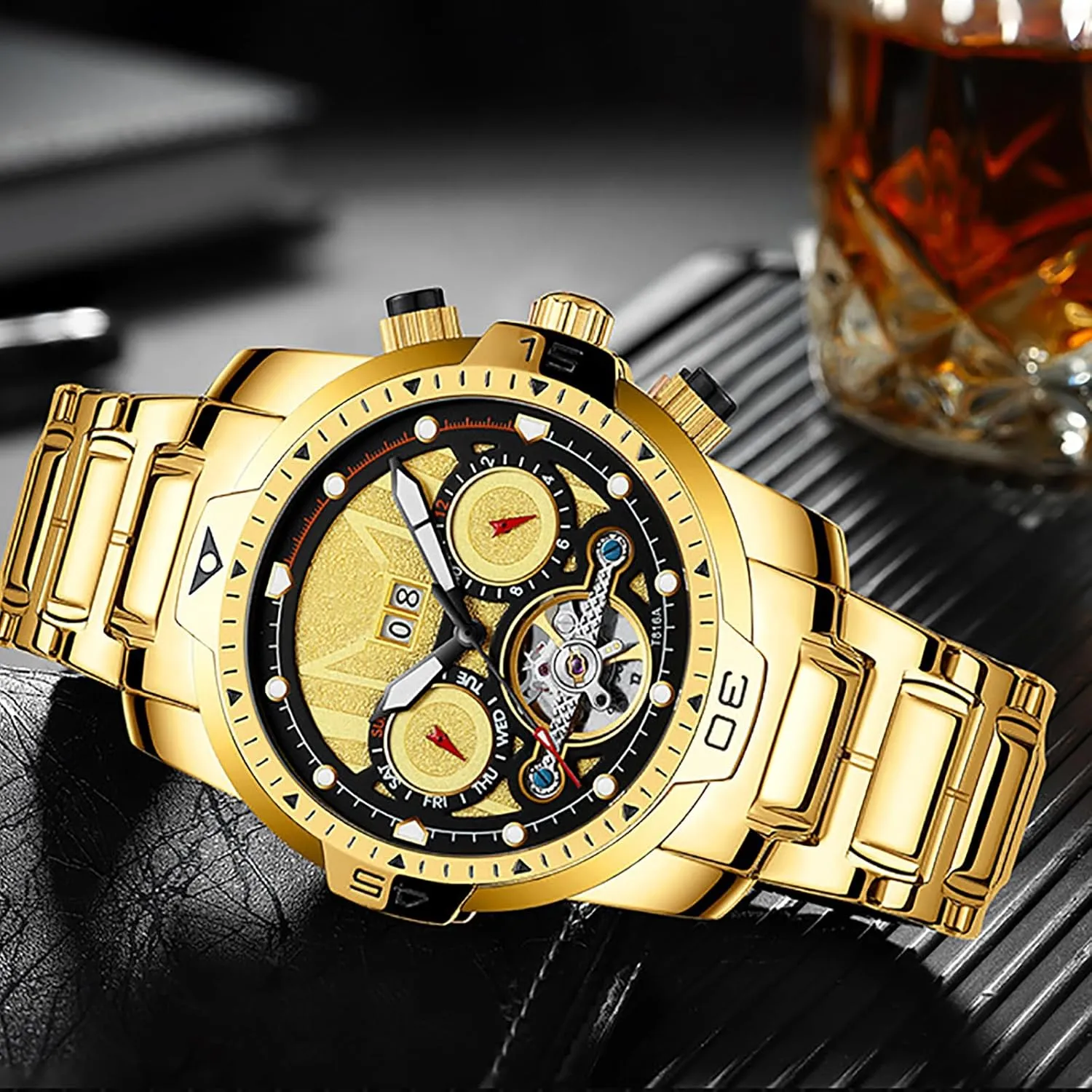 Automatic Men Water scenic constitution flesh affection Resistant Watch Stainless Skeleton Large Dial Luxury Watch for Men BESTKANG 